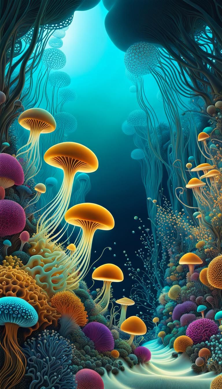 Bioluminescent Underwater Utopia of Fractal Seakelp