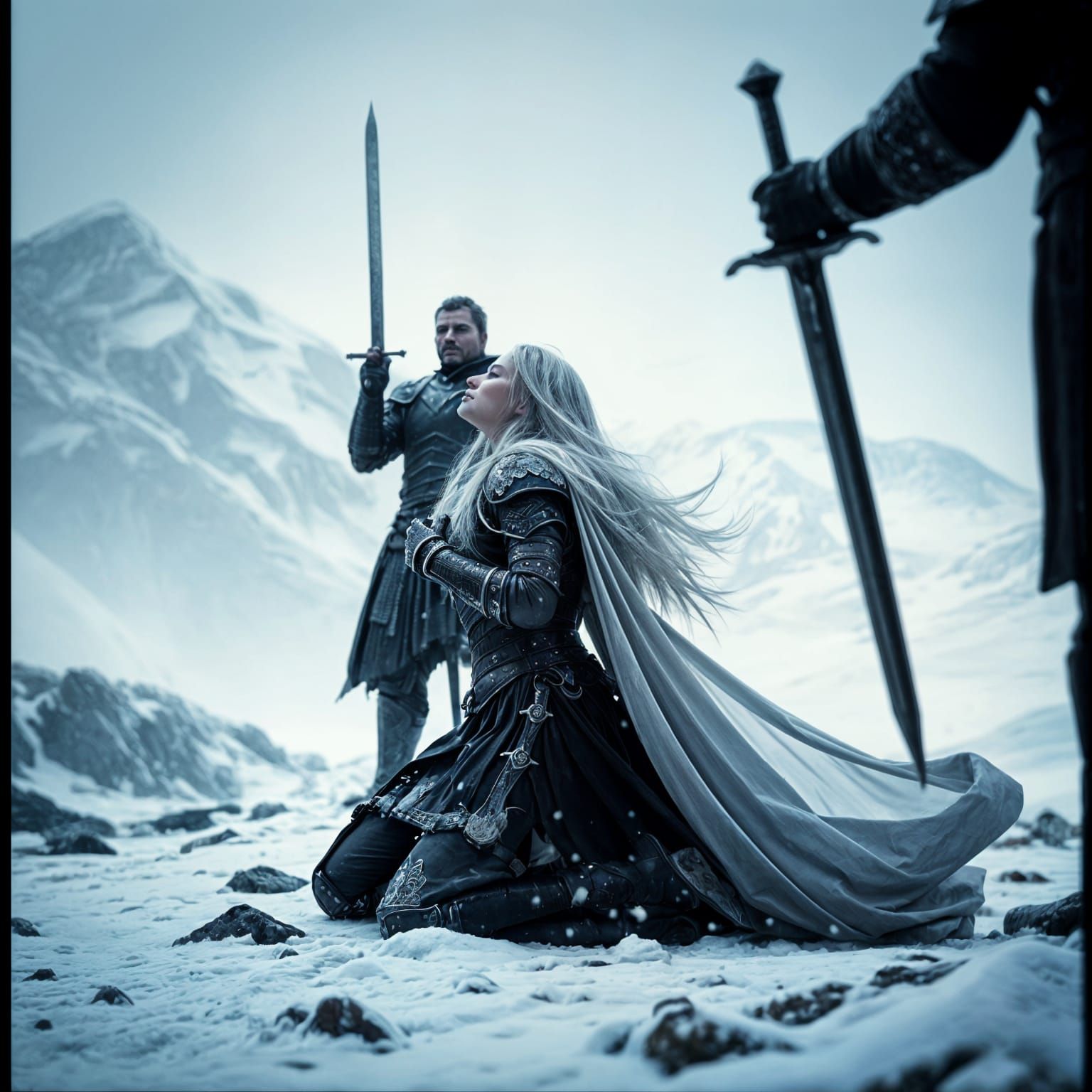 Warrior Queen in Cinematic Black Armour Surrenders to Her Fo...