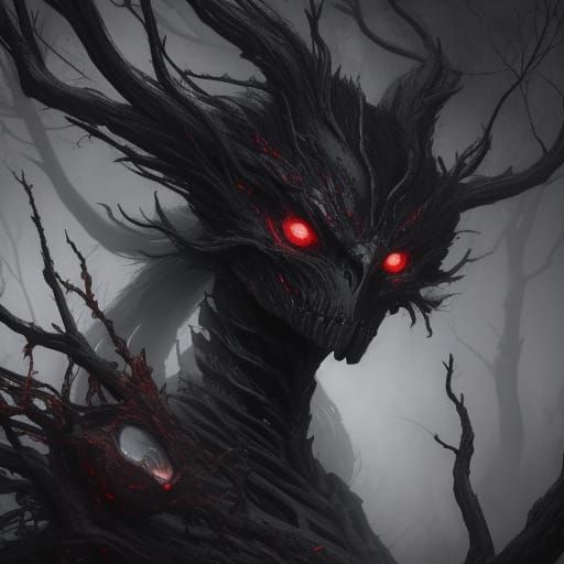 Dark Surreal Alien Raven in Oil Painting Style