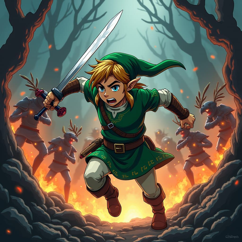 Link in Epic Anime-Inspired Battle Against Bokoblins