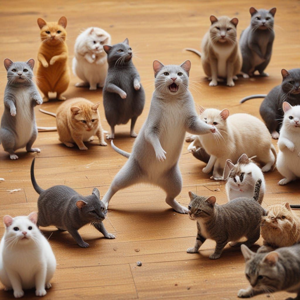 Mice and Cats Unite for a Joyful Dance