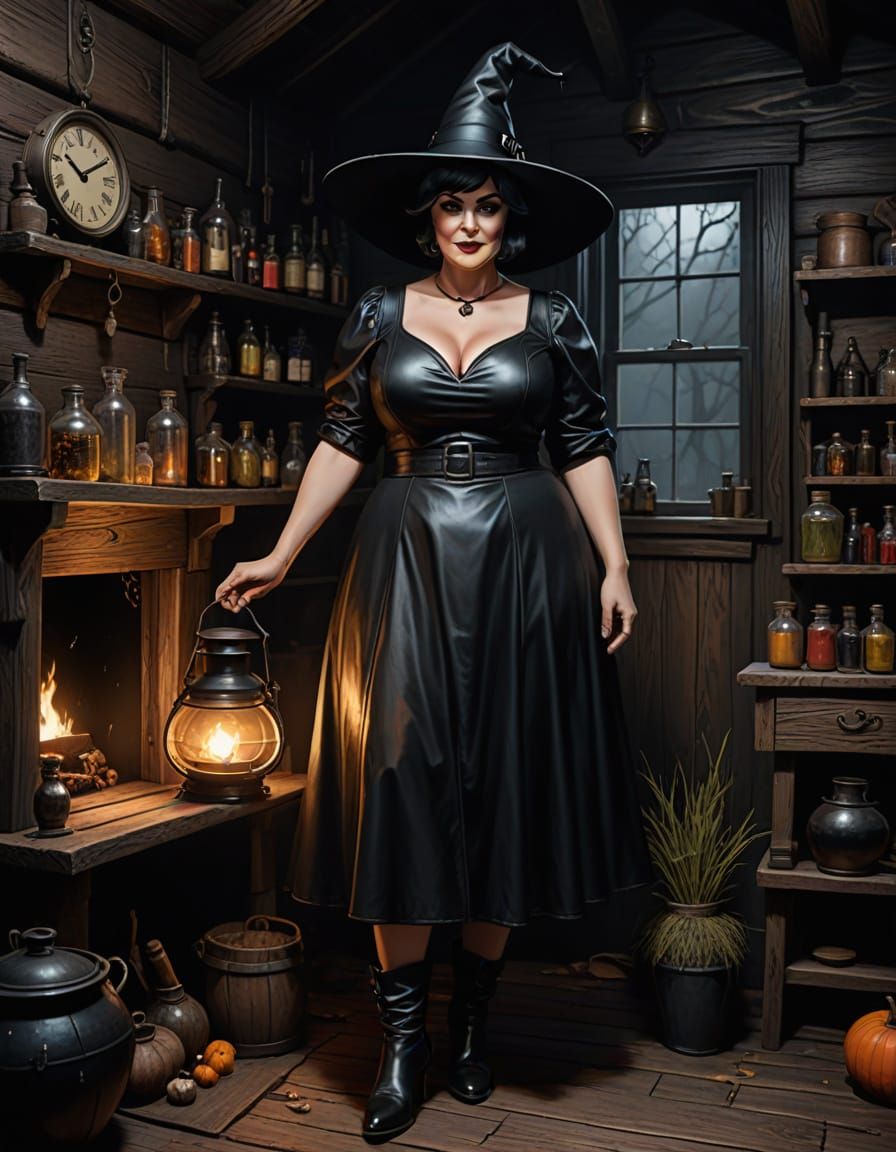 Edgy Witch Portrait in Dark Fantasy Style