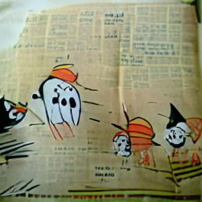 Vintage Halloween Comic Strip in Cartoon Style