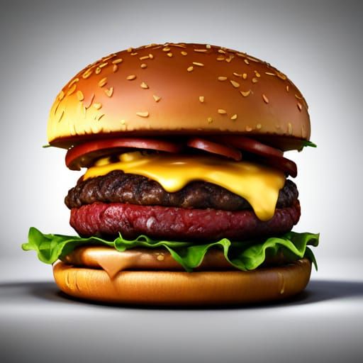 Delicious Triple Meat Burger Art, 8K Unreal Engine