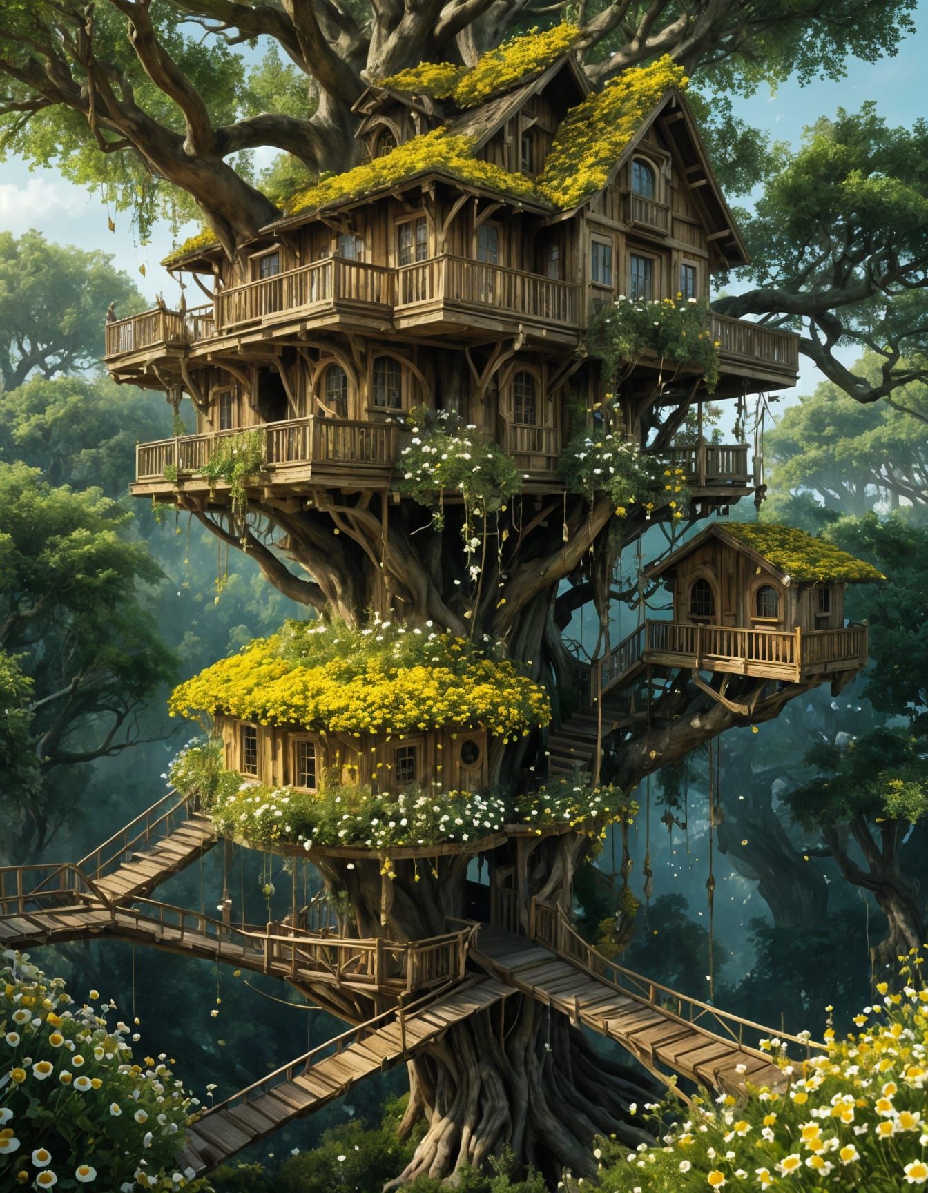 Chamomile Flower Treehouse in Fantasycore Style