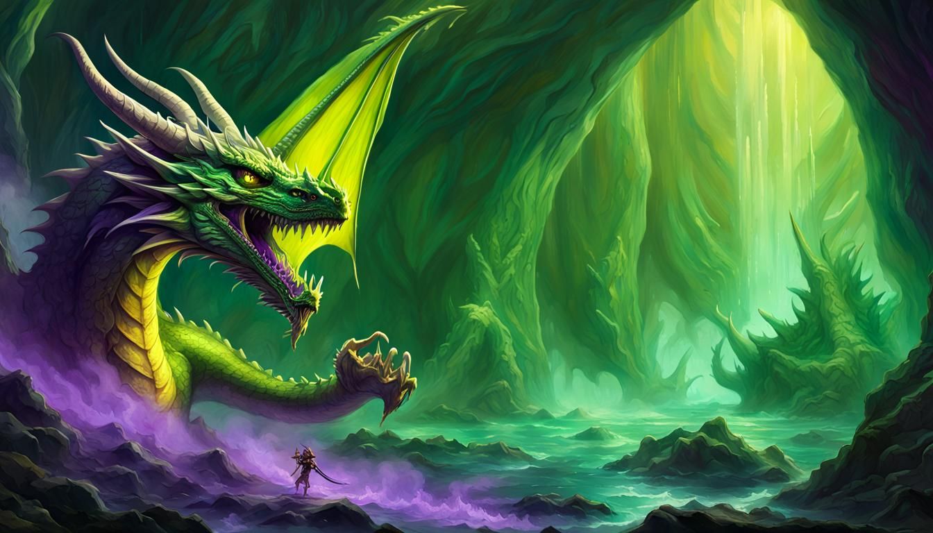 Acid Dragon Lair: A Fantastical D&D Concept Art