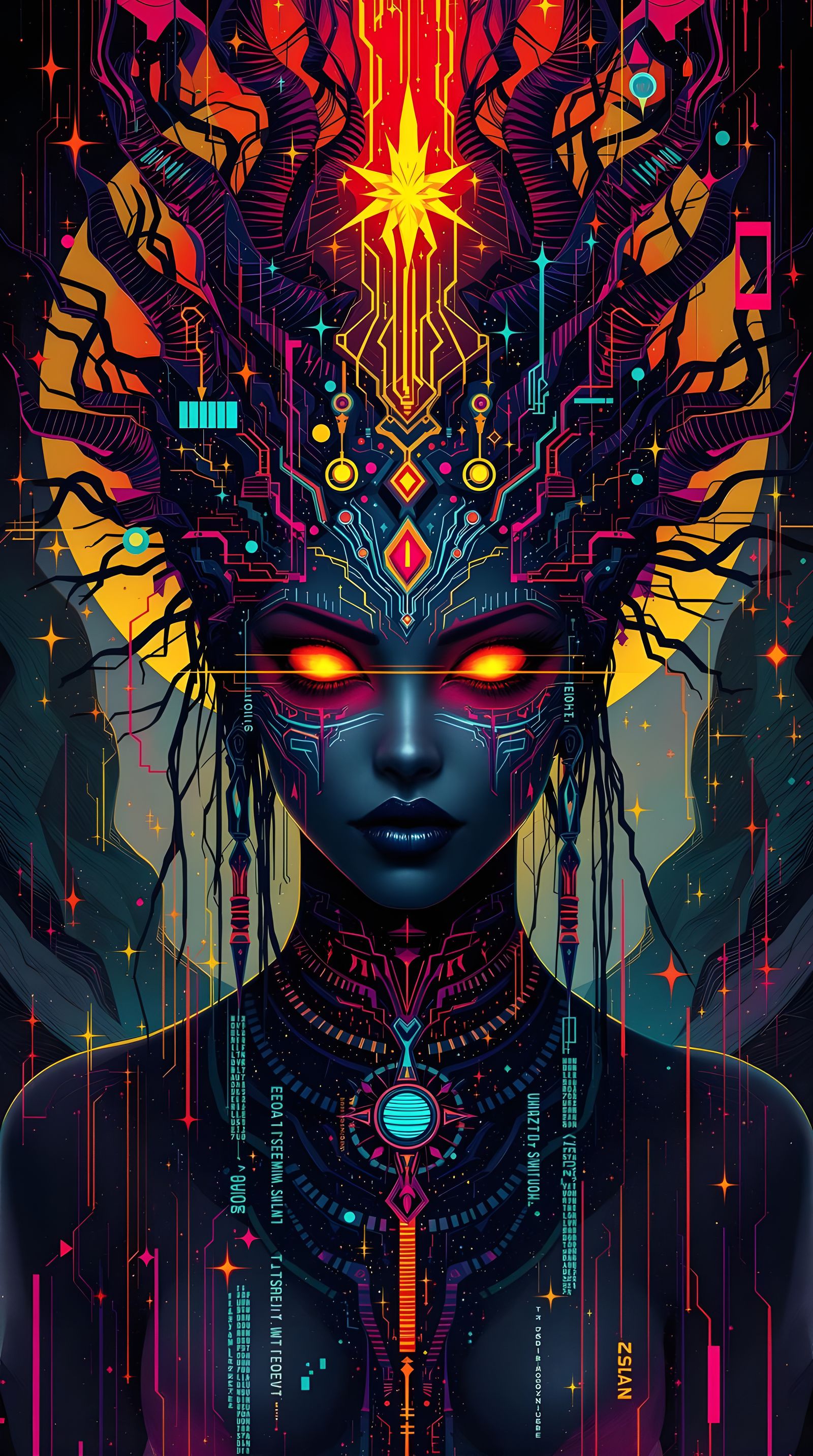 Cyberpunk Voodoo Priestess with Digital Avatar