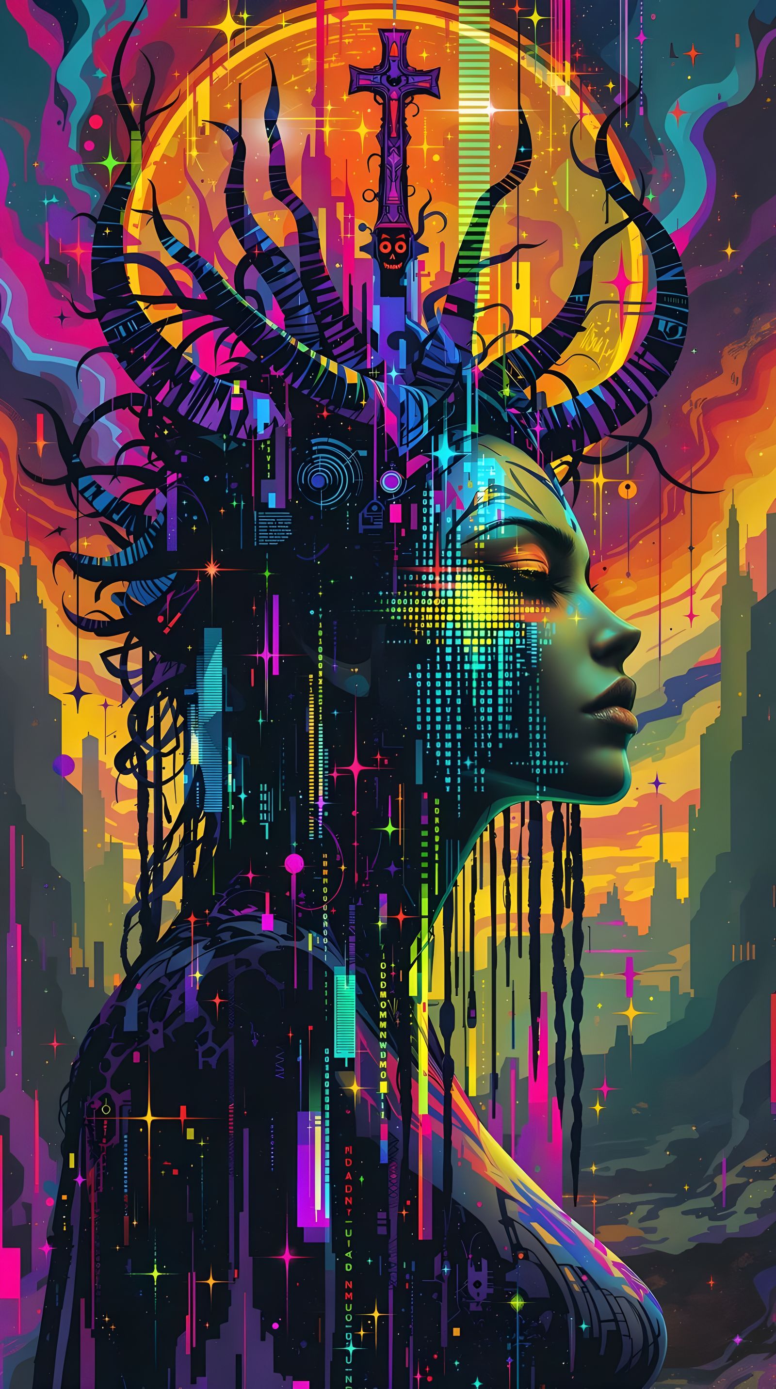 Voodoo Priestess Merges with Digital Avatar in Cyberpunk Sty...