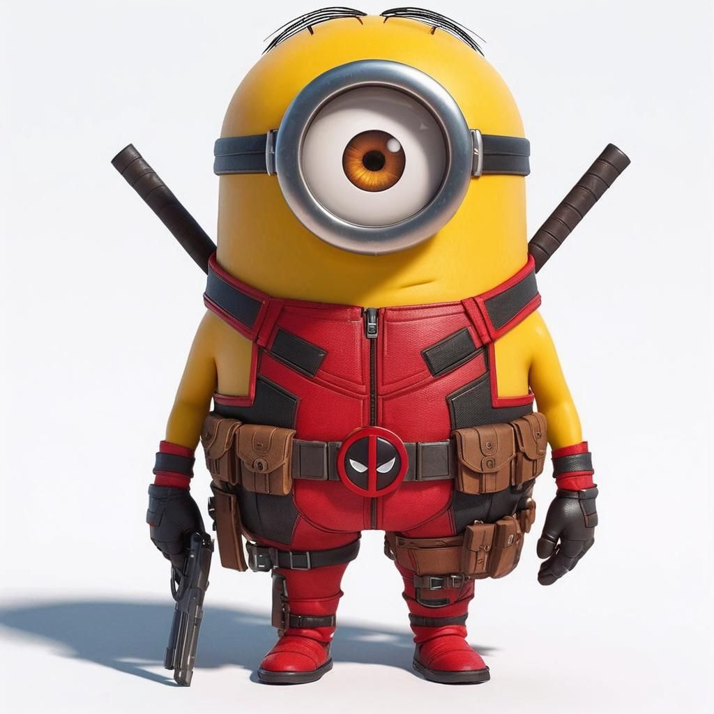 Minion as Deadpool in 3D Anime Style