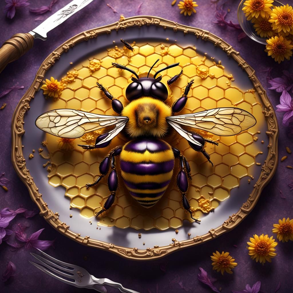 Honeybee on a Plate: Dark Fantasy Concept Art