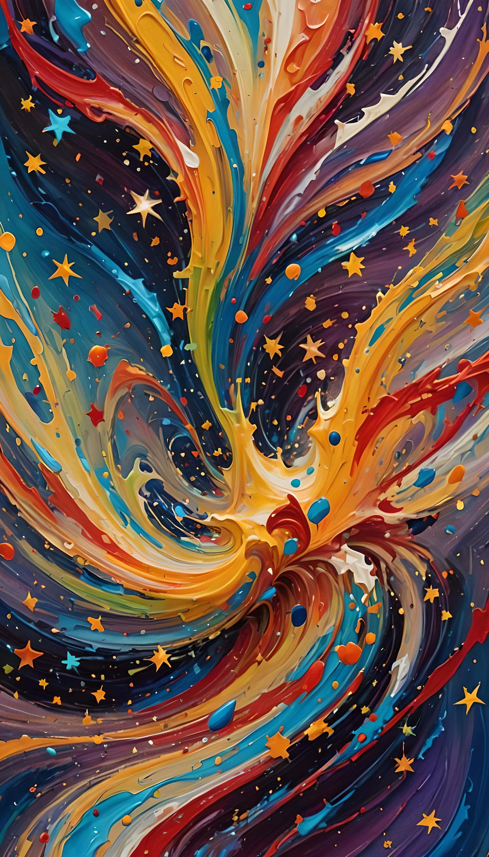 Whirling Maelstrom of Richly Colored Oil Paint