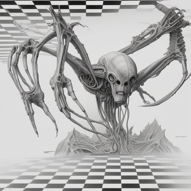 Psychedelic Alien DJ in Detailed 3D Pencil Sketch