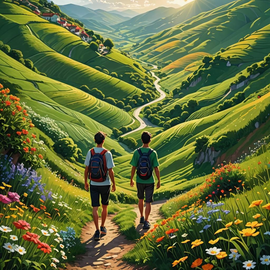 Winding Road: Hyperrealistic Digital Art Landscape