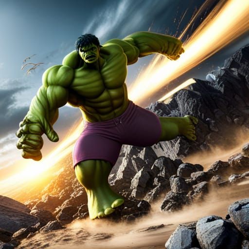 Hulk Fighting: Detailed 8K Fantasy Concept Art