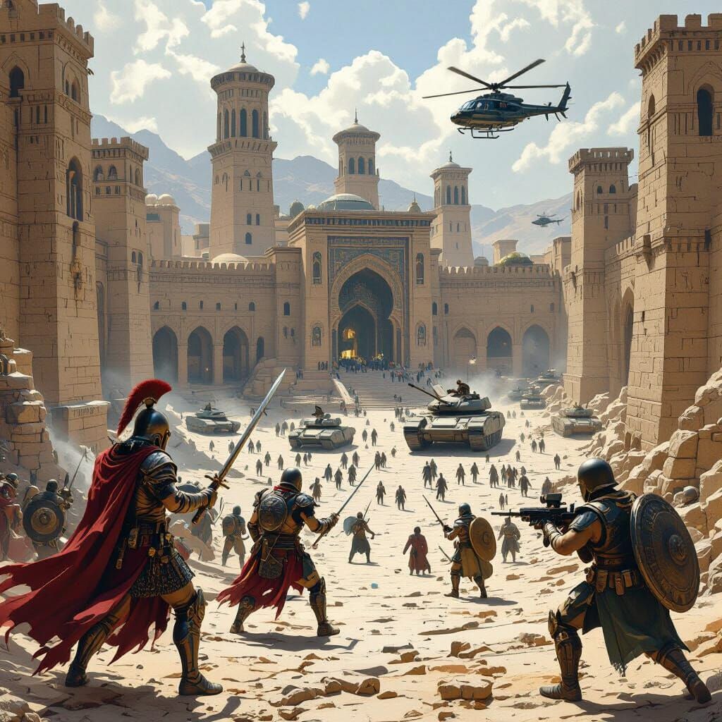 Ancient Warriors Clash with Modern Army in Dystopian City