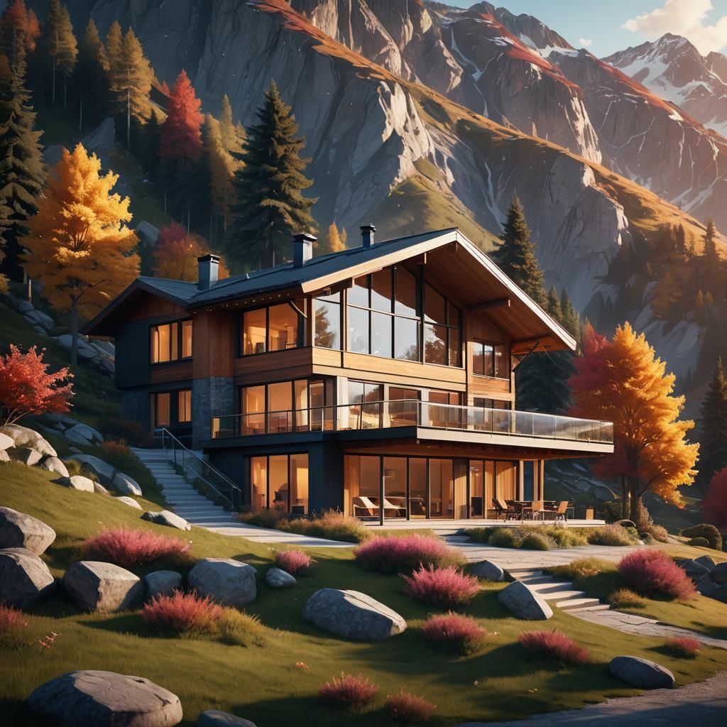 Ultramodern Chalet with Minimalist Interior in Vibrant Lands...