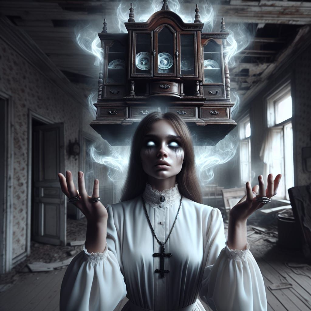 Eerily Beautiful Exorcist in Haunted House