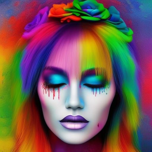 Rainbow Princess in Oozing Goo, Digital Art