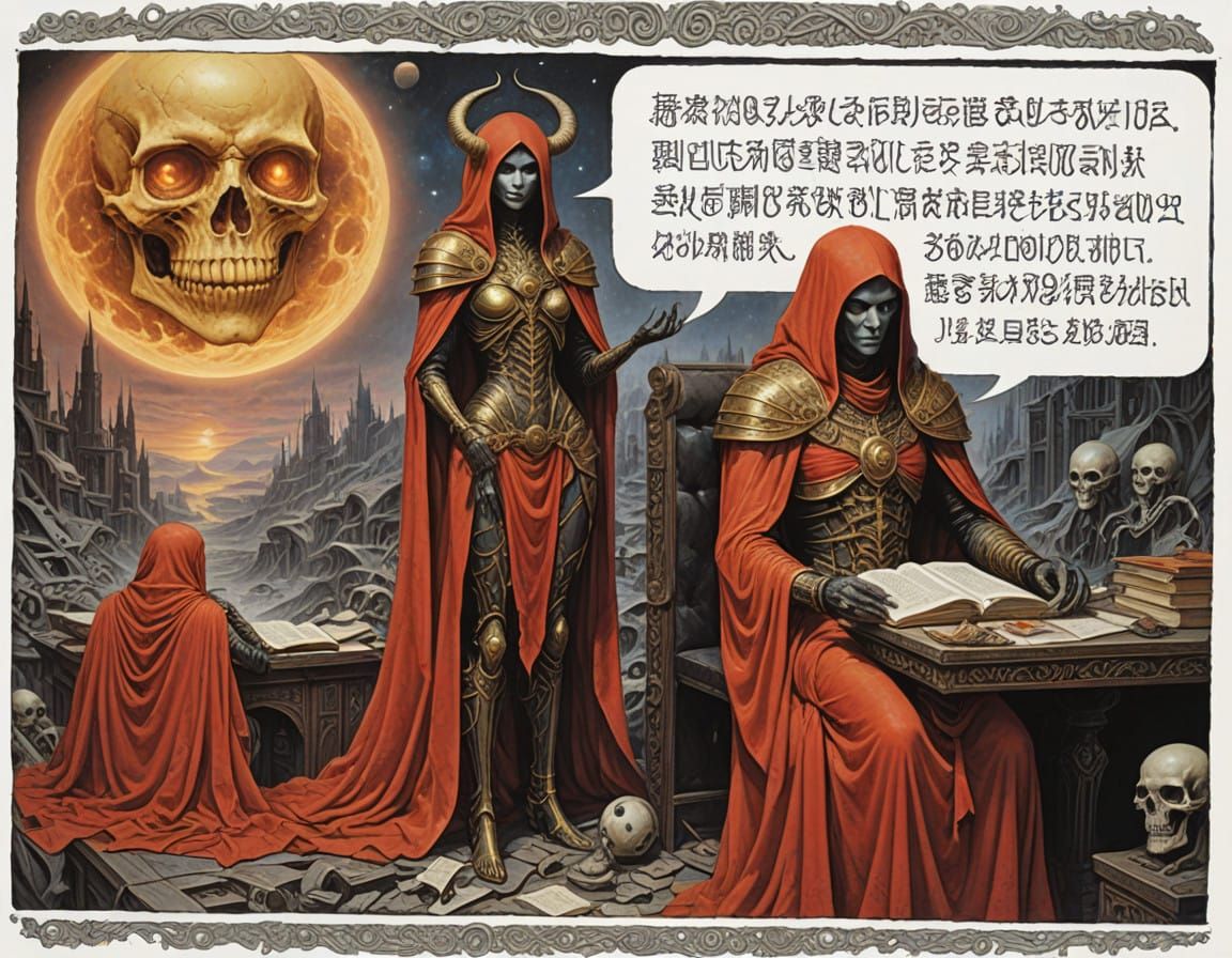 Supersized Sorceress Studies Ancient Tomes in Mystical Study