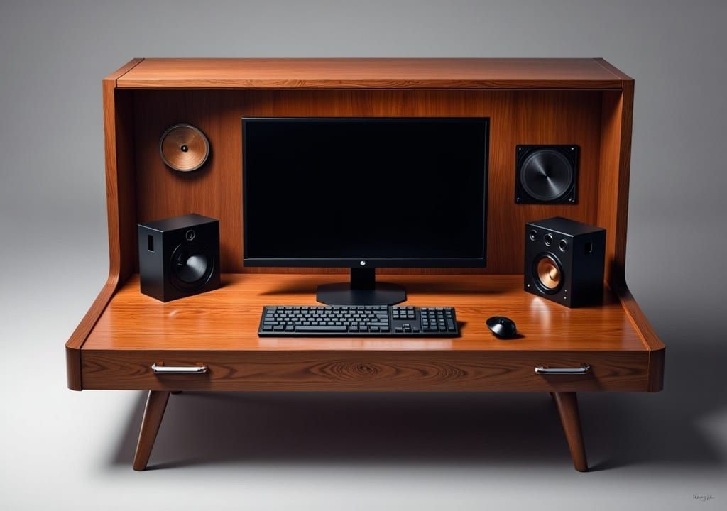 Hardwood Desktop Computer in Comic Book Style