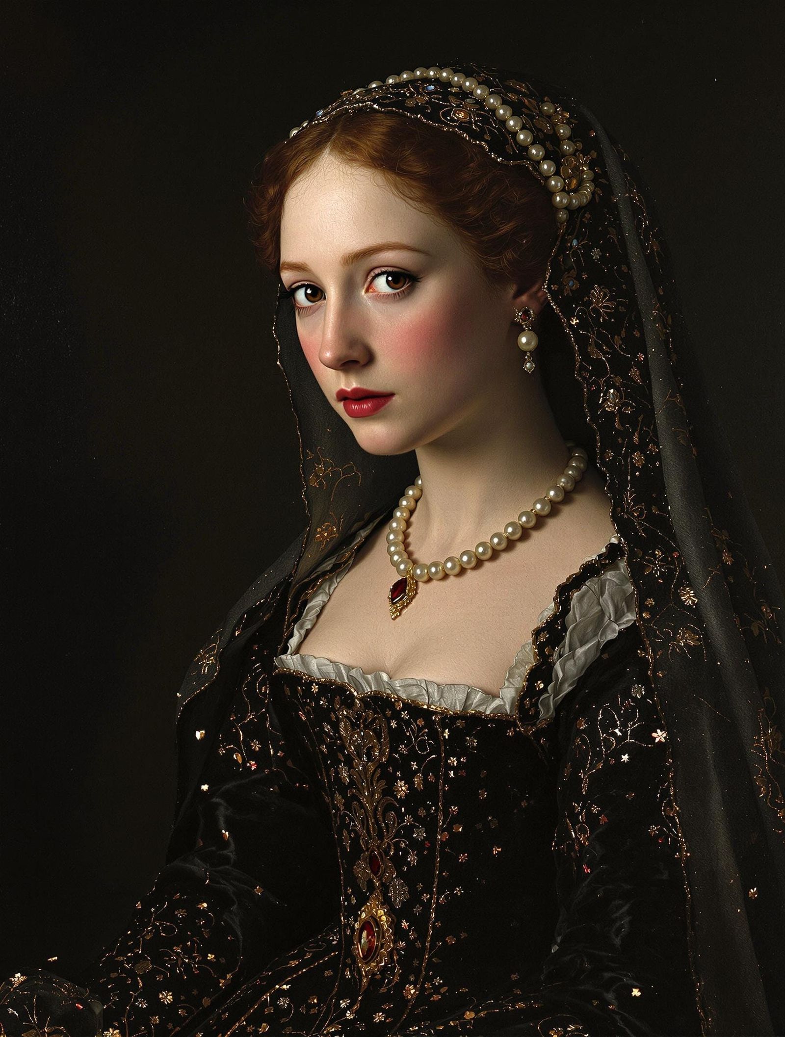Moody Tudor Portrait of a Distraught Catherine Howard