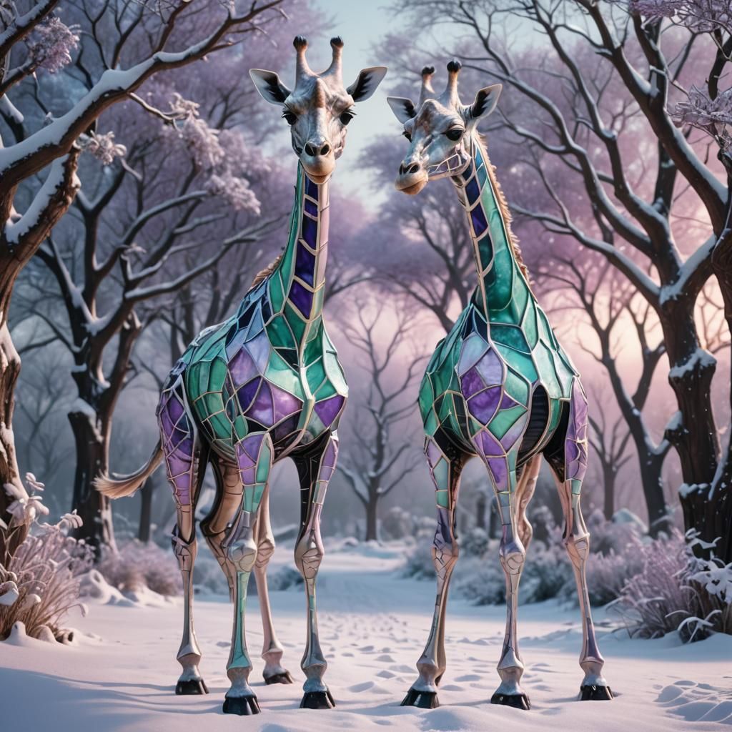 Biomechanical Giraffe in Techno-Gothic Style