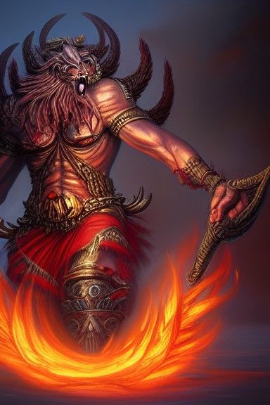 Intimidating God of Fire Digital Illustration