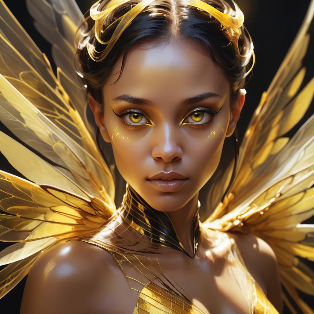 Hornet Woman Portrait in Surreal Digital Art