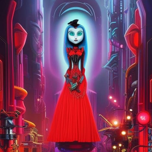 Neon Cat Woman in Sci-Fi Cartoon Style