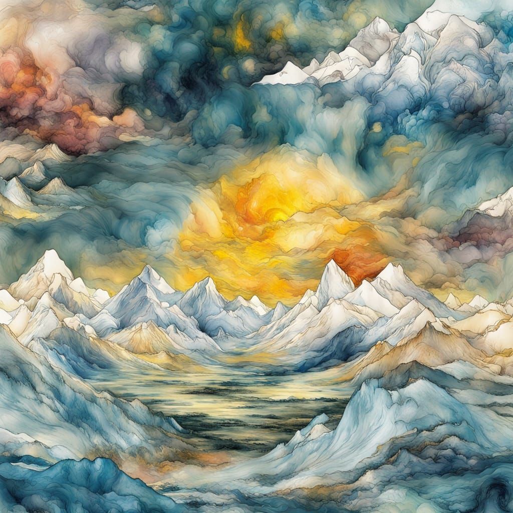 Surreal Arctic Landscape in Van Gogh Style