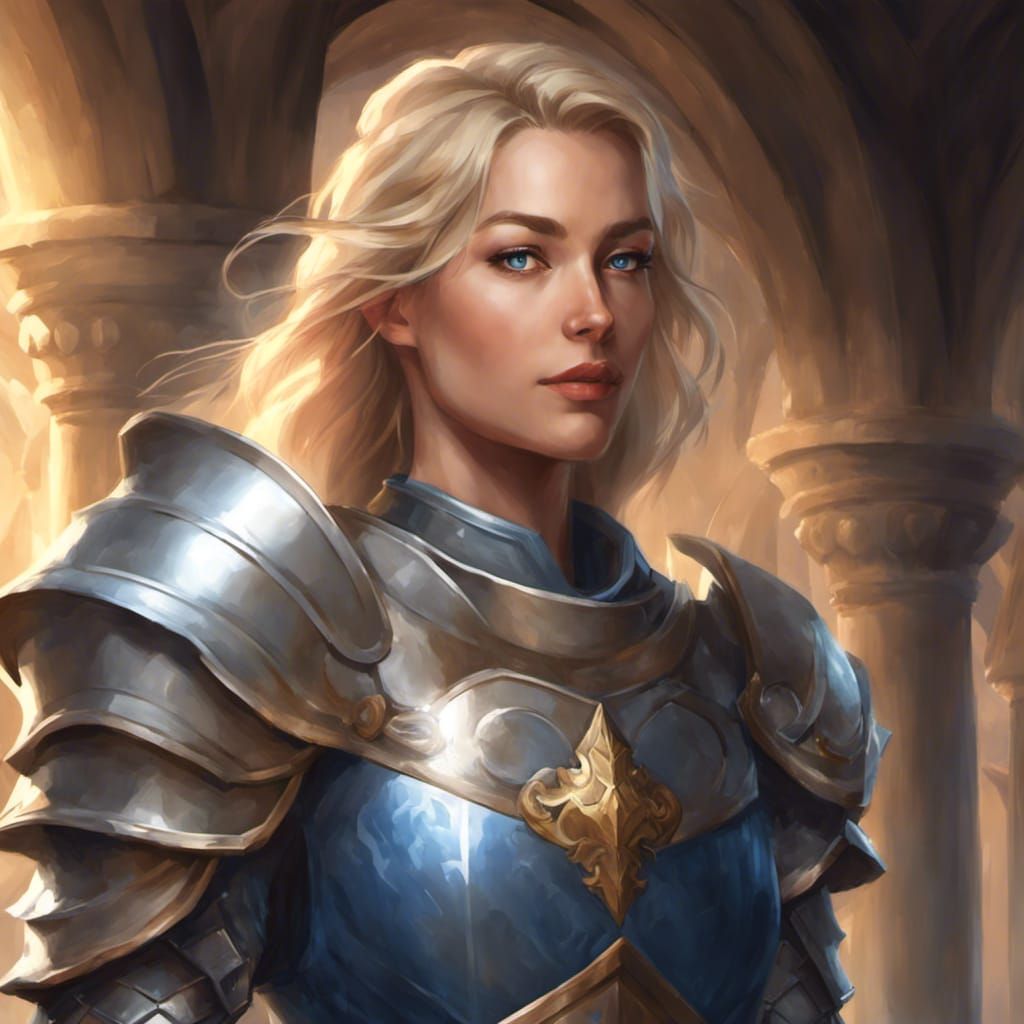 Female Warrior in Medieval Armor, D&D Character Art