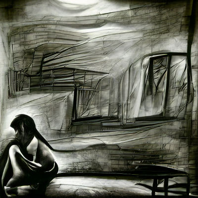 Rushing Figure: Charcoal Drawing of Loneliness