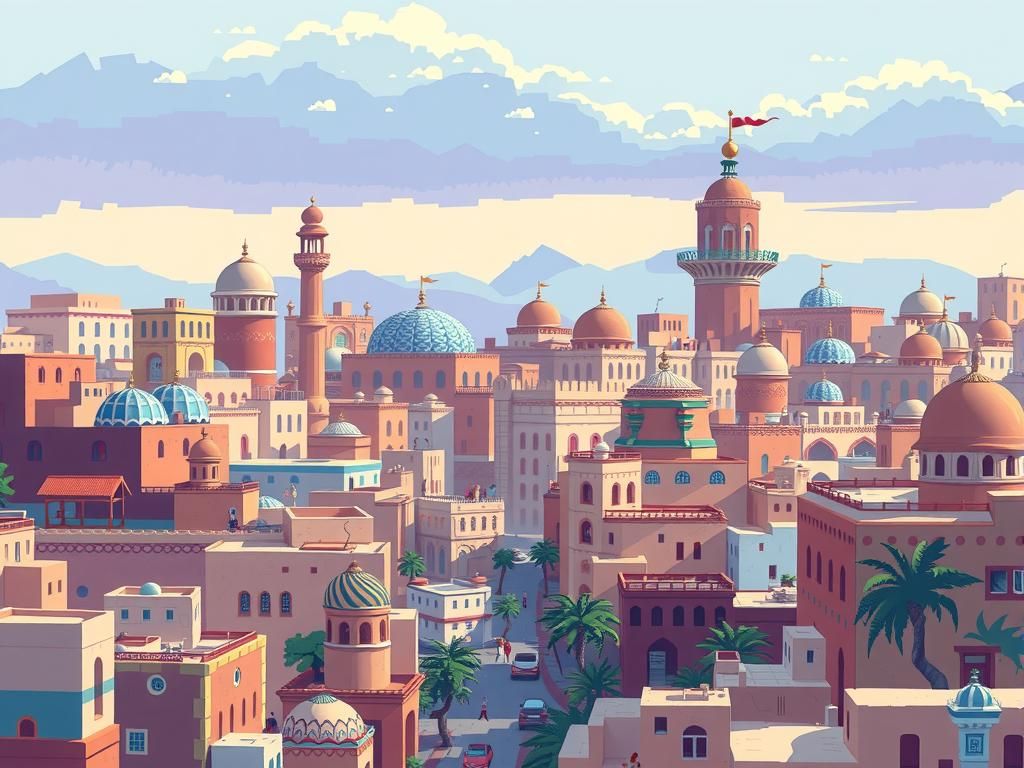 Pixel art painting of arab city