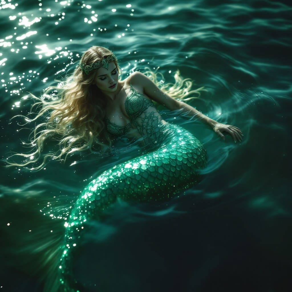 Serenely Swimming Celtic Mermaid Goddess