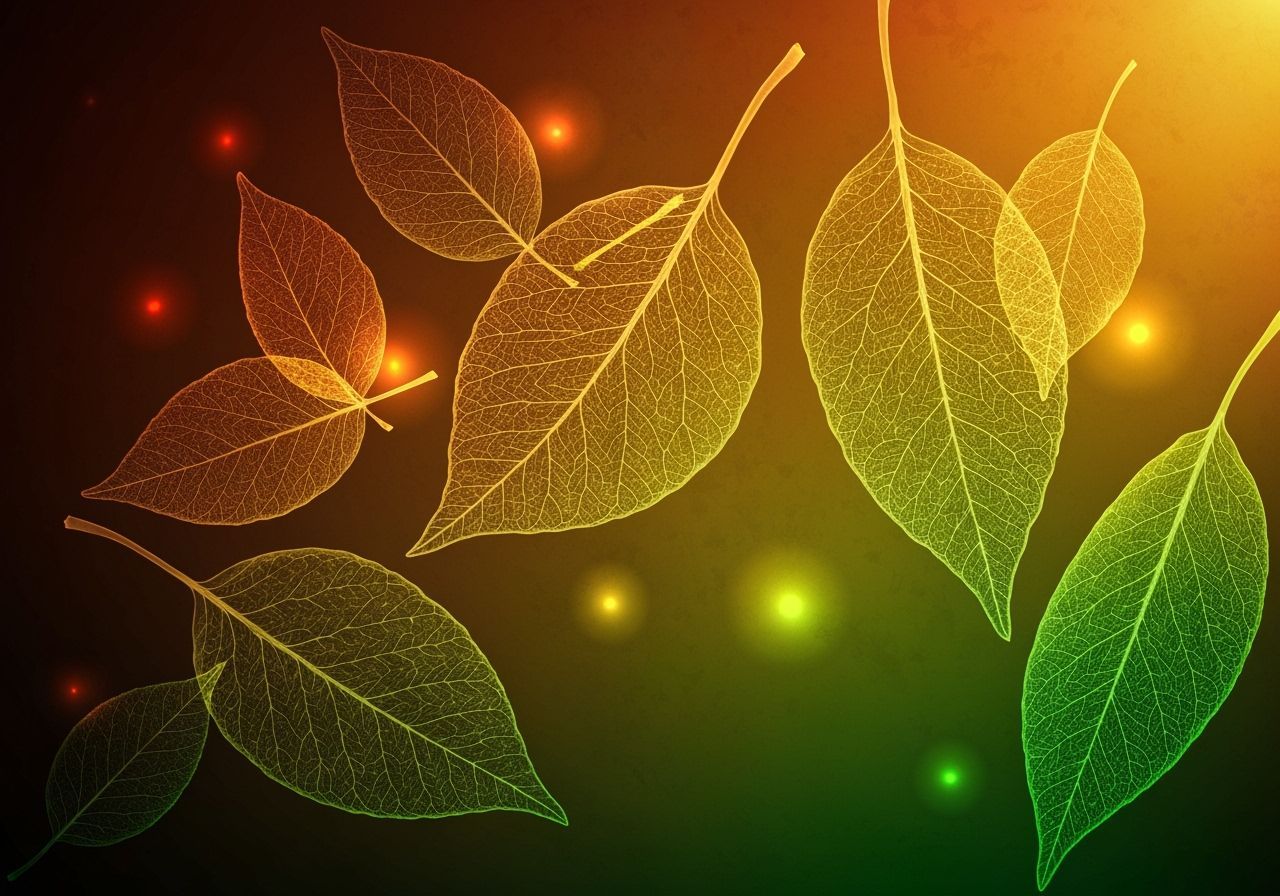 Delicate Translucent Leaves with Gradient Background