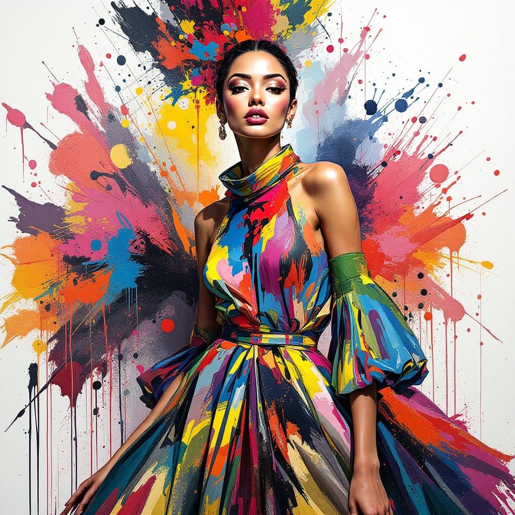 Abstract Woman Portrait in Expressionist Painting Style