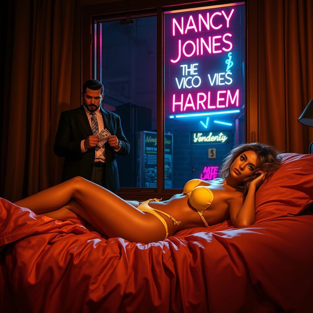 Film Noir Scene: Woman in Bikini with Money