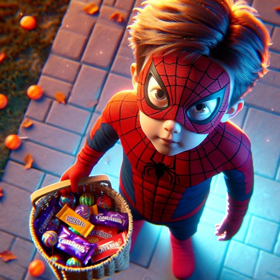Superhero Boy's Halloween Candy Haul in CGI Style