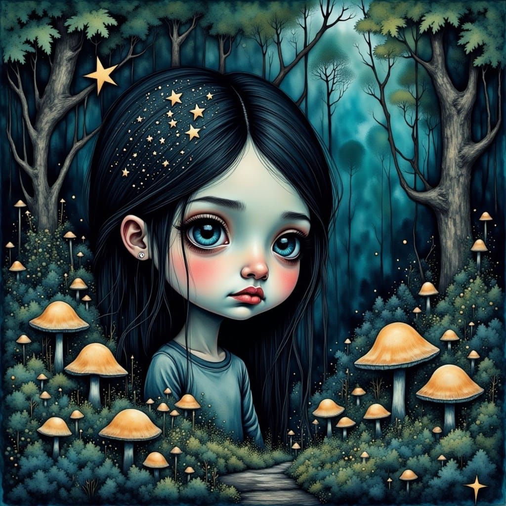 Mystical Forest Portrait in Dreamlike Surrealist Style