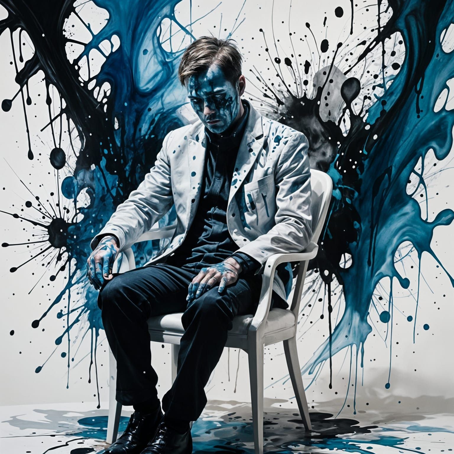 Abstract Ink Shadows on White Chair