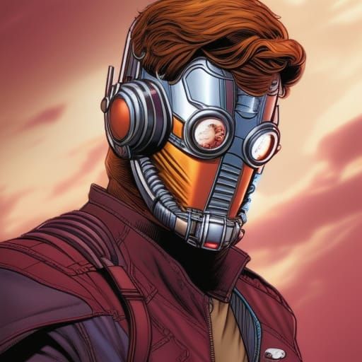 Star Lord Portrait in Comic Book Art Style