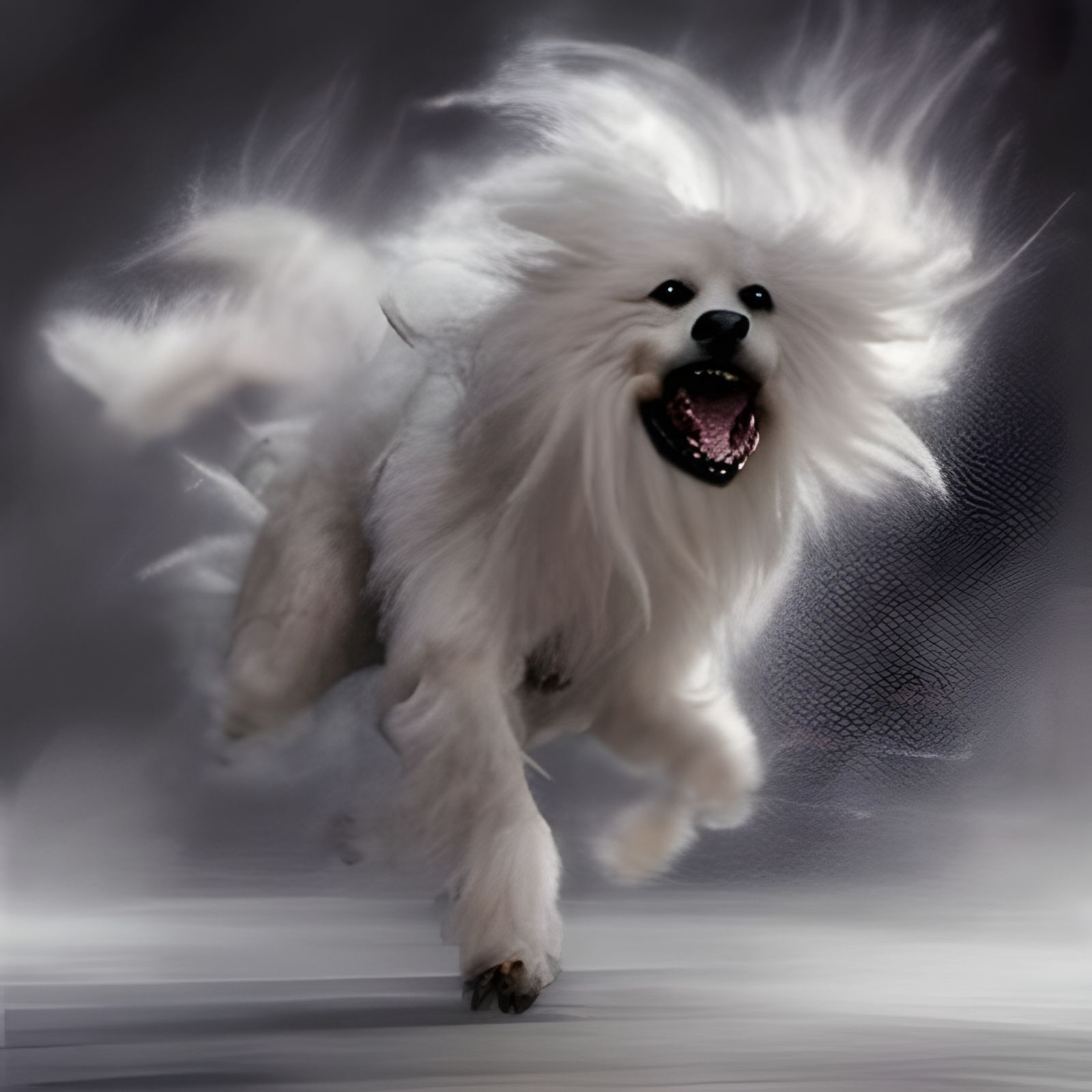 Epic Fluffy Dog Running in Symmetrical Style