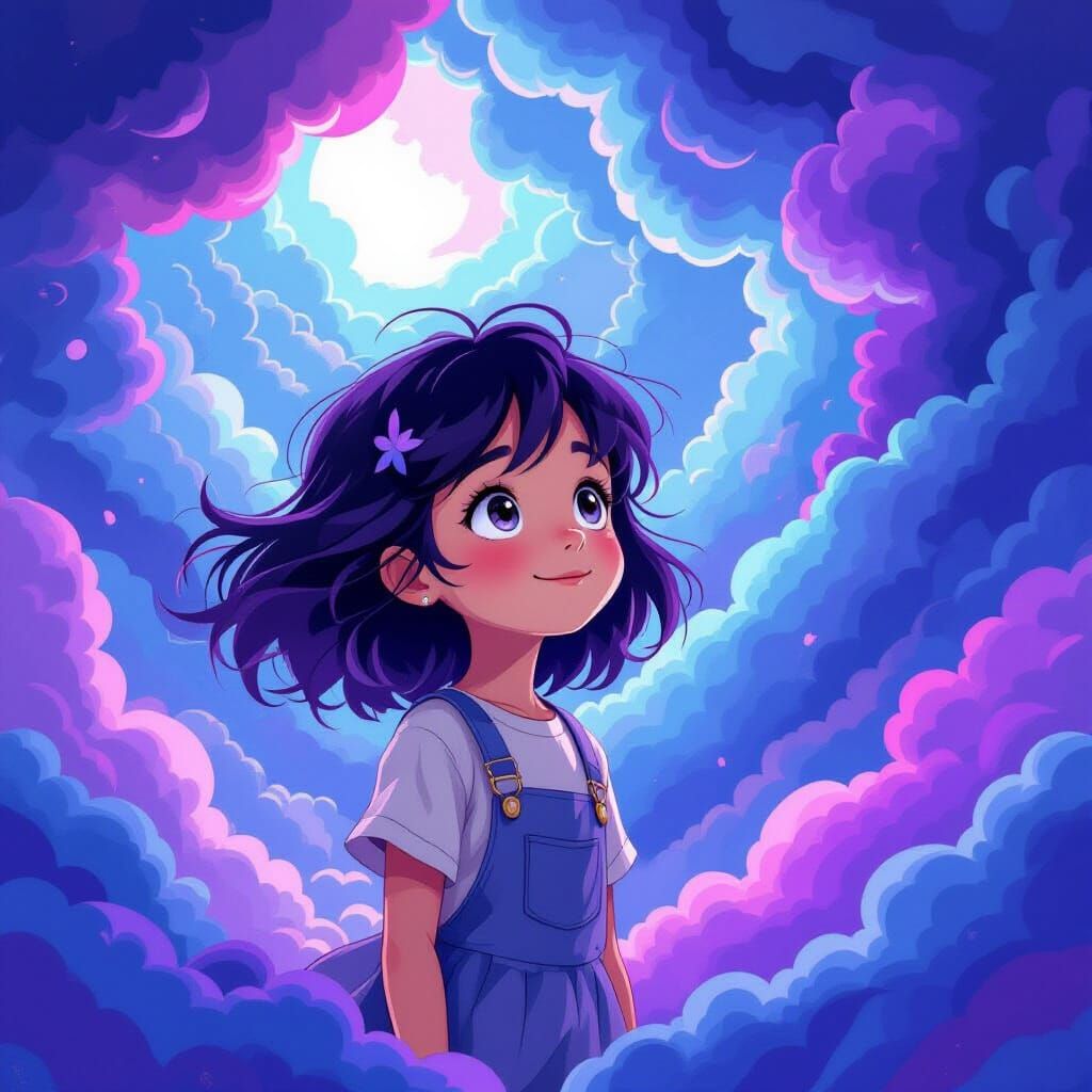 Girl's Wonder in a Whimsical Anime World