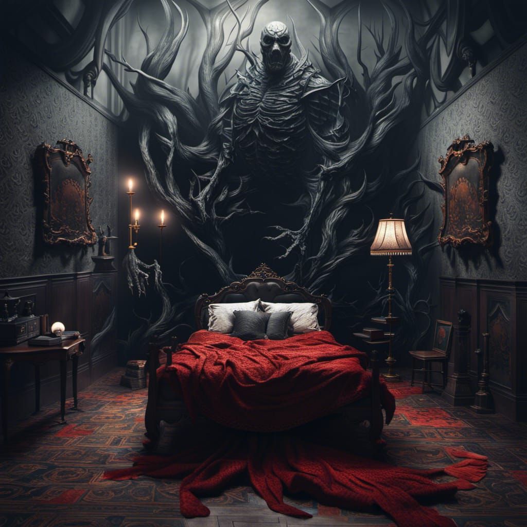 Sinister 3D Figure in a Nightmare Landscape