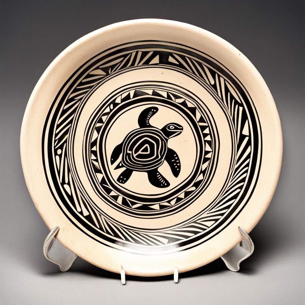 Mimbres Pottery Turtle Plate Art