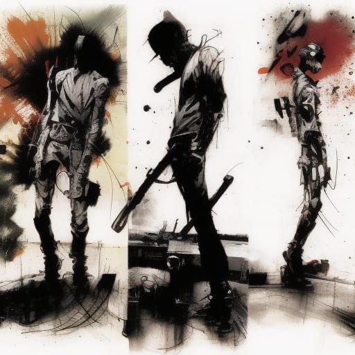 Eerie Figure with Eyes: Comic Book Art Style