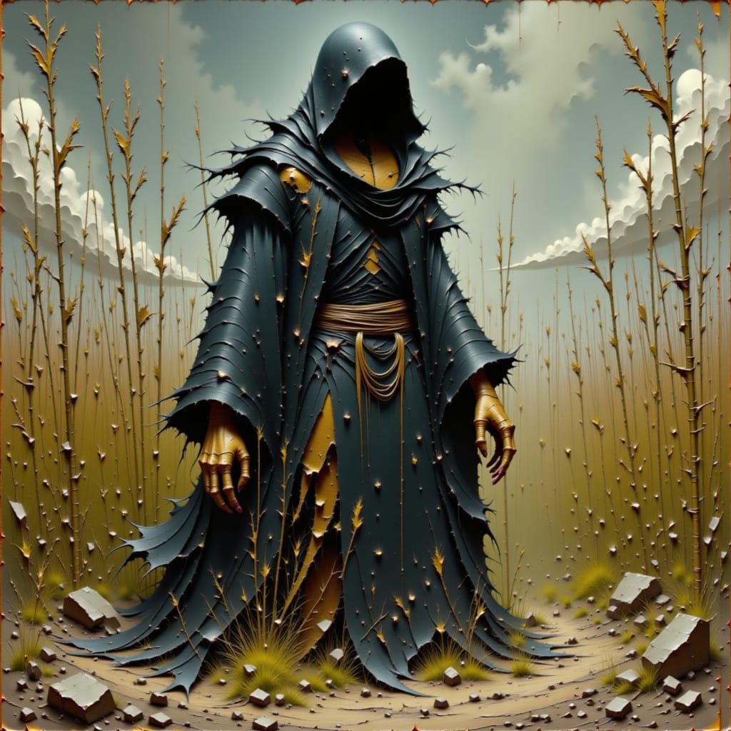 Vengeful Scarecrow in Desolate Cornfield