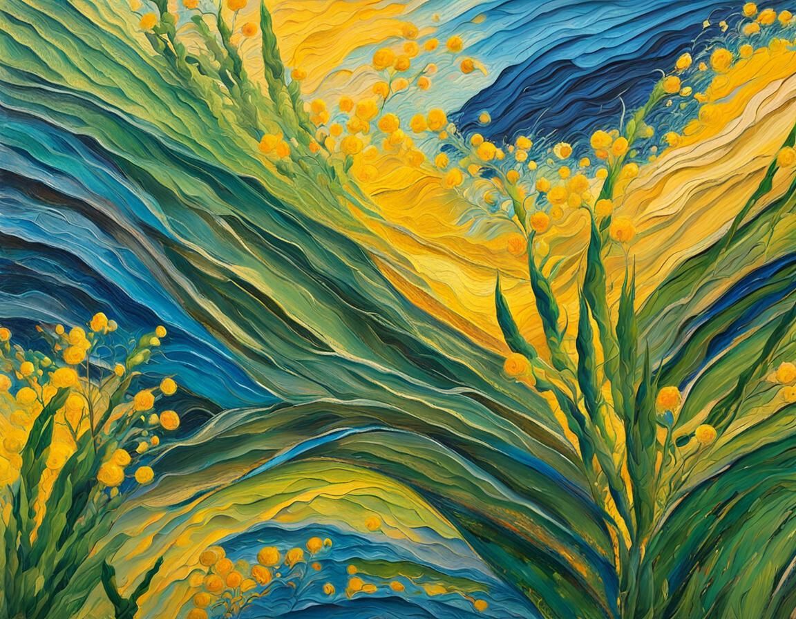 Abstract Expressionism: Meadow with Impasto Texture