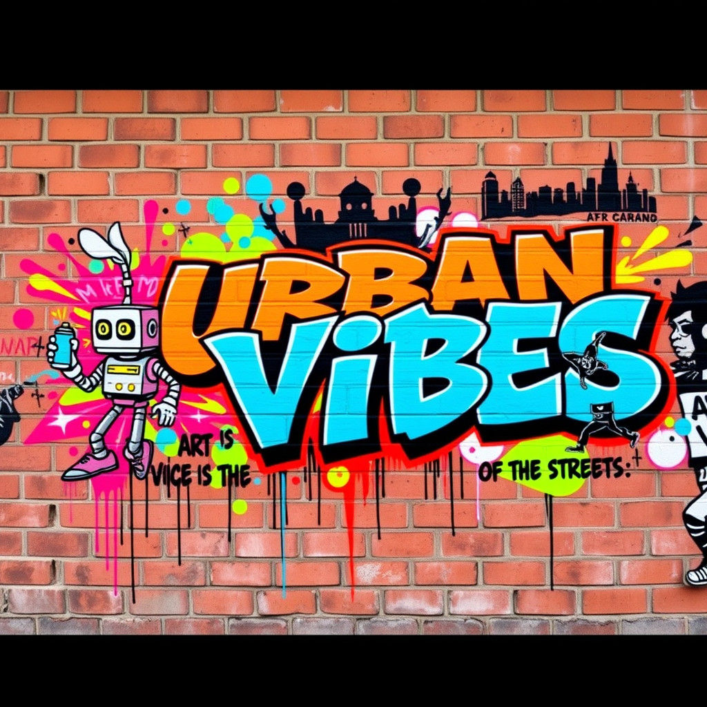 Dynamic Graffiti Mural: Urban Street Art in 3D