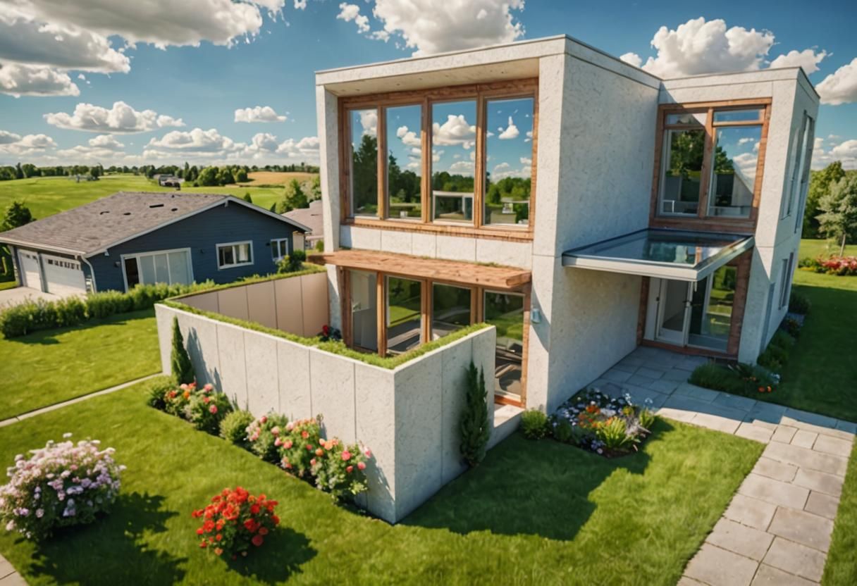 Modern House in Summer Sunlight: Hyper-Realistic Digital Art